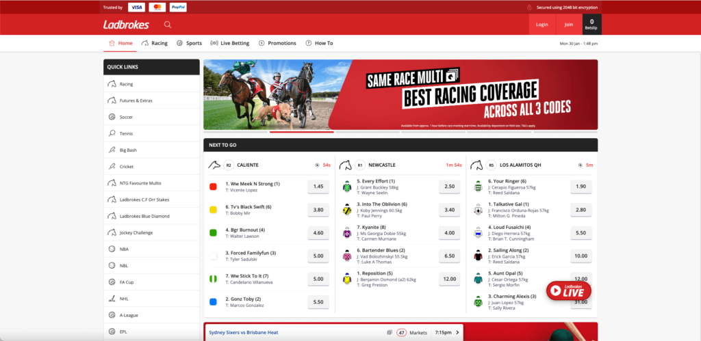 Ladbrokes homepage