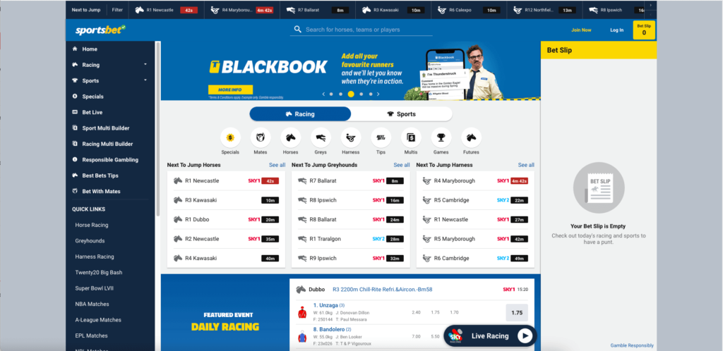 Sportsbet homepage